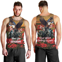 US Veterans Day American Army Men Tank Top With Poppy Flowers - Wonder Print Shop