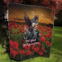 US Veterans Day American Army Quilt With Poppy Flowers - Wonder Print Shop