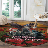 US Veterans Day American Army Round Carpet With Poppy Flowers