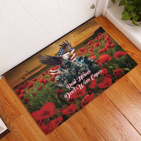 US Veterans Day American Army Rubber Doormat With Poppy Flowers - Wonder Print Shop