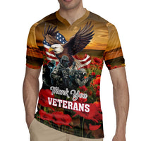 US Veterans Day American Army Rugby Jersey With Poppy Flowers - Wonder Print Shop