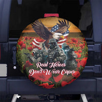 US Veterans Day American Army Spare Tire Cover With Poppy Flowers - Wonder Print Shop