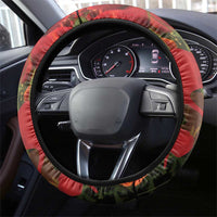 US Veterans Day American Army Steering Wheel Cover With Poppy Flowers - Wonder Print Shop