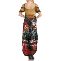 US Veterans Day American Army Summer Maxi Dress With Poppy Flowers - Wonder Print Shop
