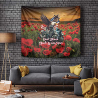 US Veterans Day American Army Tapestry With Poppy Flowers - Wonder Print Shop