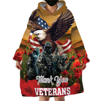 US Veterans Day American Army Wearable Blanket Hoodie With Poppy Flowers - Wonder Print Shop