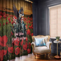 US Veterans Day American Army Window Curtain With Poppy Flowers - Wonder Print Shop