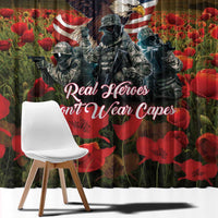 US Veterans Day American Army Window Curtain With Poppy Flowers - Wonder Print Shop