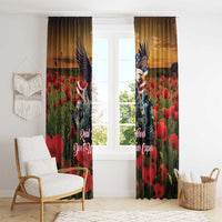 US Veterans Day American Army Window Curtain With Poppy Flowers - Wonder Print Shop