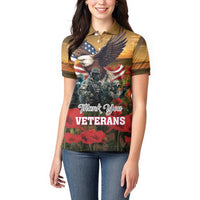 US Veterans Day American Army Women Polo Shirt With Poppy Flowers - Wonder Print Shop