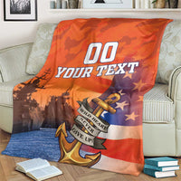 Custom US Navy Veteran Blanket With Camouflage Pattern