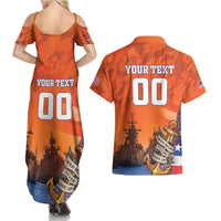 Custom US Navy Veteran Couples Matching Summer Maxi Dress and Hawaiian Shirt With Camouflage Pattern - Wonder Print Shop
