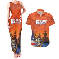 Custom US Navy Veteran Couples Matching Tank Maxi Dress and Hawaiian Shirt With Camouflage Pattern - Wonder Print Shop