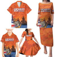 Custom US Navy Veteran Family Matching Puletasi and Hawaiian Shirt With Camouflage Pattern - Wonder Print Shop