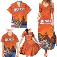Custom US Navy Veteran Family Matching Summer Maxi Dress and Hawaiian Shirt With Camouflage Pattern - Wonder Print Shop