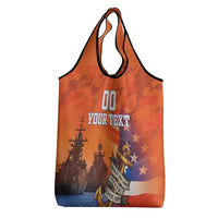 Custom US Navy Veteran Grocery Bag With Camouflage Pattern