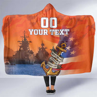 Custom US Navy Veteran Hooded Blanket With Camouflage Pattern