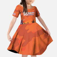 Custom US Navy Veteran Kid Short Sleeve Dress With Camouflage Pattern - Wonder Print Shop