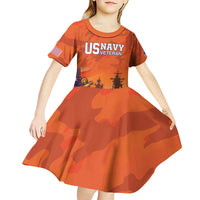 Custom US Navy Veteran Kid Short Sleeve Dress With Camouflage Pattern - Wonder Print Shop