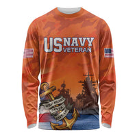 Custom US Navy Veteran Long Sleeve Shirt With Camouflage Pattern - Wonder Print Shop