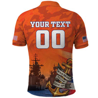 Custom US Navy Veteran Polo Shirt With Camouflage Pattern - Wonder Print Shop