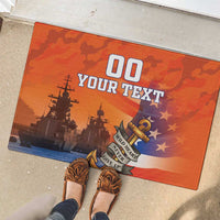 Custom US Navy Veteran Rubber Doormat With Camouflage Pattern - Wonder Print Shop