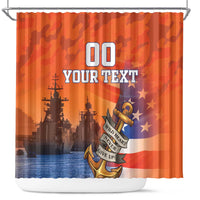 Custom US Navy Veteran Shower Curtain With Camouflage Pattern