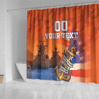 Custom US Navy Veteran Shower Curtain With Camouflage Pattern