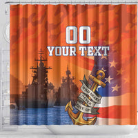 Custom US Navy Veteran Shower Curtain With Camouflage Pattern