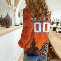 Custom US Navy Veteran Women Casual Shirt With Camouflage Pattern - Wonder Print Shop