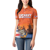 Custom US Navy Veteran Women Polo Shirt With Camouflage Pattern - Wonder Print Shop