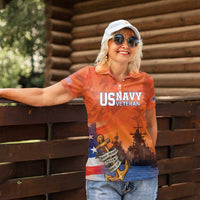 Custom US Navy Veteran Women Polo Shirt With Camouflage Pattern - Wonder Print Shop