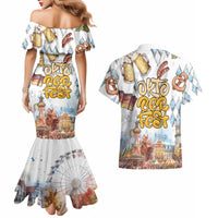 German Oktoberfest Beer Couples Matching Mermaid Dress and Hawaiian Shirt Heritage Beer Riesenrad Joy - Wonder Print Shop