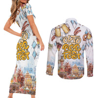 German Oktoberfest Beer Couples Matching Short Sleeve Bodycon Dress and Long Sleeve Button Shirt Heritage Beer Riesenrad Joy - Wonder Print Shop