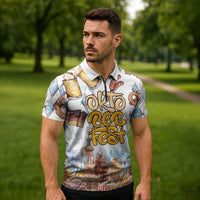 German Oktoberfest Beer Zipper Polo Shirt Heritage Beer Riesenrad Joy - Wonder Print Shop