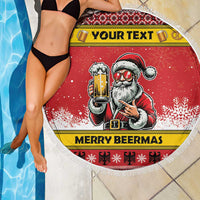 Personalized Germany Christmas Beach Blanket Santa Claus Merry Beermas - Wonder Print Shop