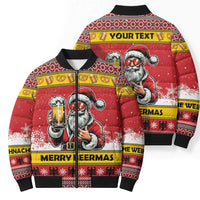 Personalized Germany Christmas Bomber Puffer Jacket Santa Claus Merry Beermas - Wonder Print Shop