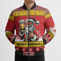 Personalized Germany Christmas Bomber Puffer Jacket Santa Claus Merry Beermas - Wonder Print Shop