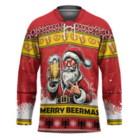 Personalized Germany Christmas Hockey Jersey Santa Claus Merry Beermas - Wonder Print Shop