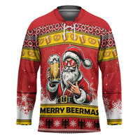 Personalized Germany Christmas Hockey Jersey Santa Claus Merry Beermas - Wonder Print Shop