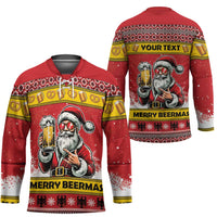 Personalized Germany Christmas Hockey Jersey Santa Claus Merry Beermas - Wonder Print Shop