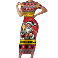 Personalized Germany Christmas Short Sleeve Bodycon Dress Santa Claus Merry Beermas - Wonder Print Shop