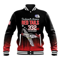 Tuskegee Airmen Red Tails Baseball Jacket 332nd Fighter Group WWII Tribute Black Style - Wonder Print Shop