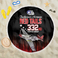 Tuskegee Airmen Red Tails Beach Blanket 332nd Fighter Group WWII Tribute Black Style - Wonder Print Shop