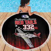 Tuskegee Airmen Red Tails Beach Blanket 332nd Fighter Group WWII Tribute Black Style - Wonder Print Shop