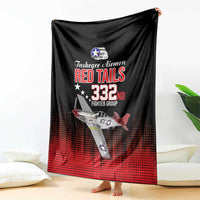 Tuskegee Airmen Red Tails Blanket 332nd Fighter Group WWII Tribute Black Style - Wonder Print Shop