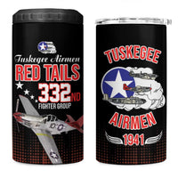 Tuskegee Airmen Red Tails 4 in 1 Can Cooler Tumbler 332nd Fighter Group WWII Tribute Black Style - Wonder Print Shop