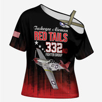 Tuskegee Airmen Red Tails Cross Shoulder Shirt 332nd Fighter Group WWII Tribute Black Style - Wonder Print Shop