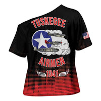 Tuskegee Airmen Red Tails Cross Shoulder Shirt 332nd Fighter Group WWII Tribute Black Style - Wonder Print Shop