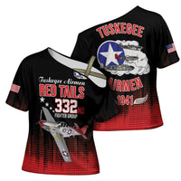 Tuskegee Airmen Red Tails Cross Shoulder Shirt 332nd Fighter Group WWII Tribute Black Style - Wonder Print Shop